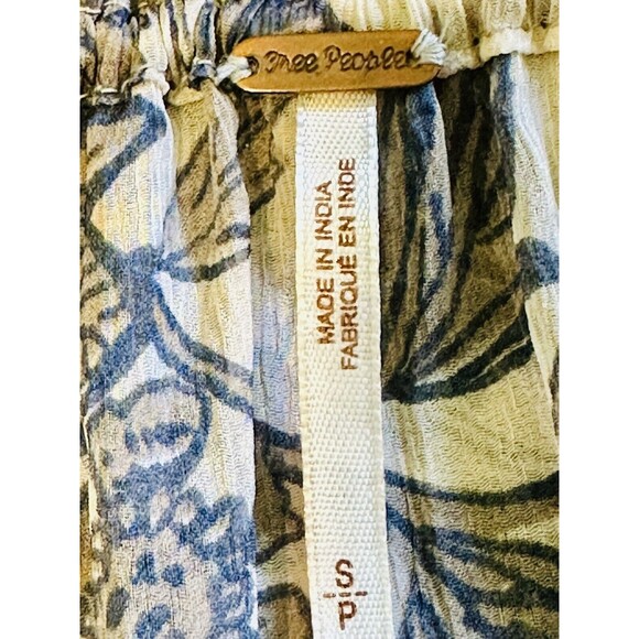 Free People Women Size S Hendrix Semi Sheer Floral Blouse Boho Festival Peasant - Picture 14 of 15